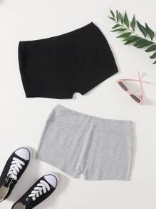 SHEIN EZwear 2 Packs Solid Biker Shorts - Multicolor - View 1