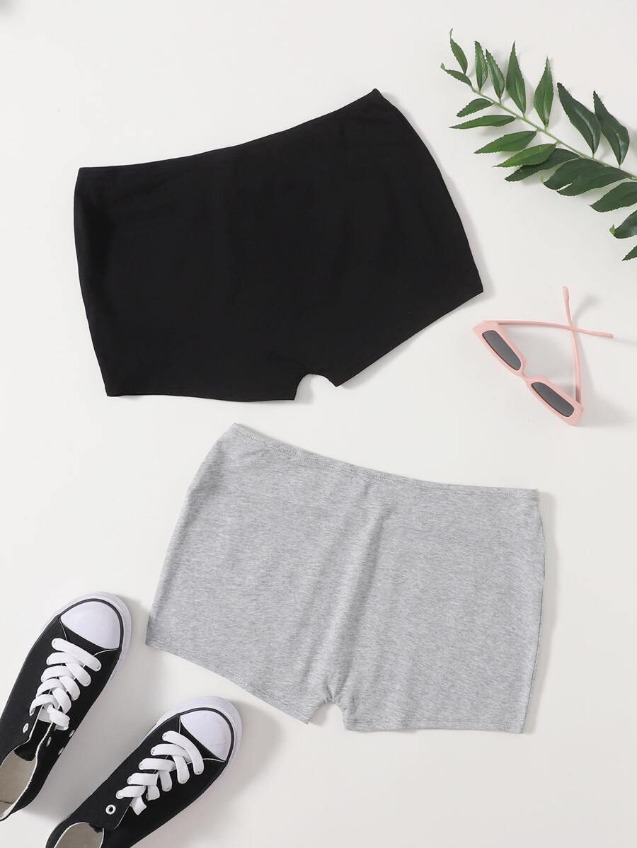SHEIN EZwear 2 Packs Solid Biker Shorts - Multicolor - View 1