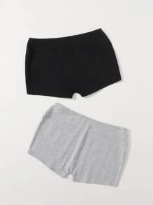 SHEIN EZwear 2 Packs Solid Biker Shorts - Multicolor - View 3