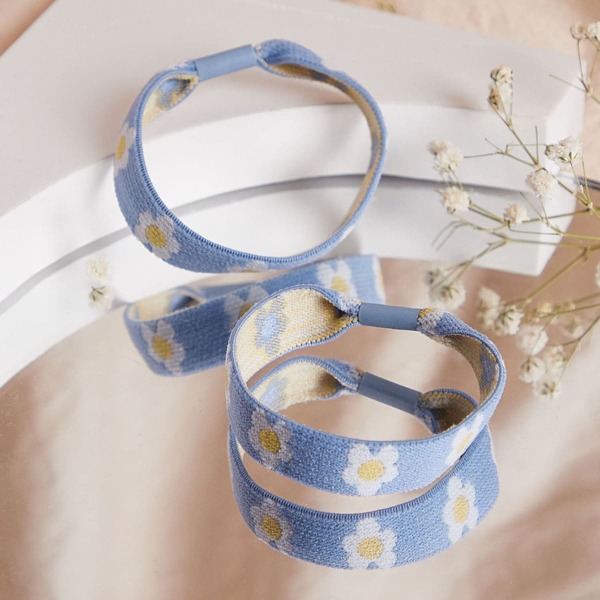 

2pcs Flower Print Hair Tie, Multicolor