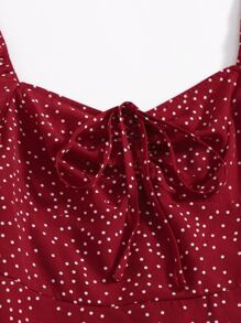 Soleia 加大圆点荷叶边袖夏季波西米亚风连衣裙