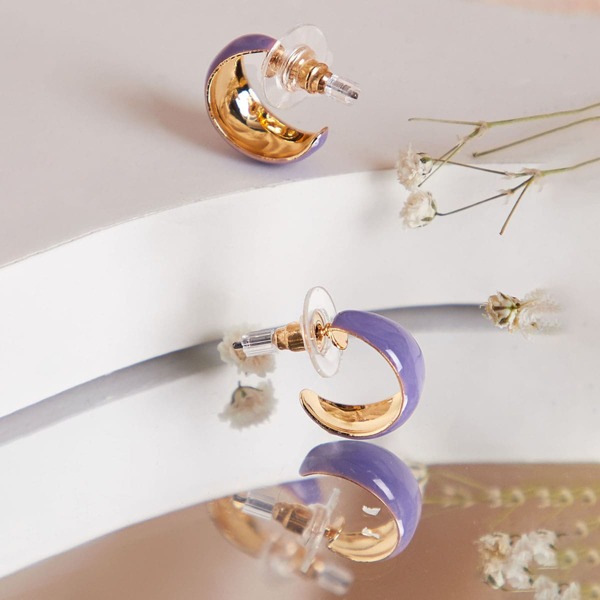 

Minimalist Solid Earrings, Purple