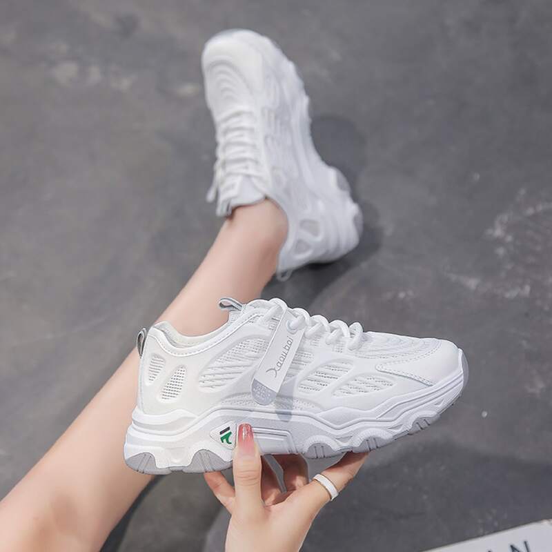 

Lace-up Mesh Chunky Sneakers, White