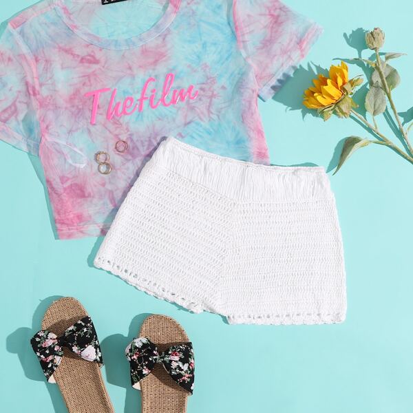 

Crochet Cover Up Shorts, White