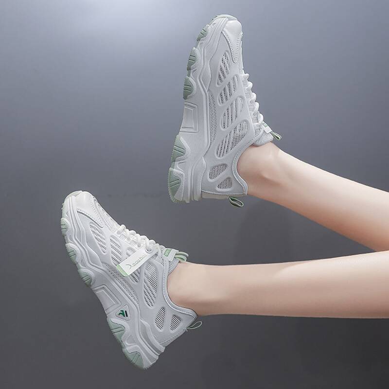 

Lace-up Mesh Chunky Sneakers, White