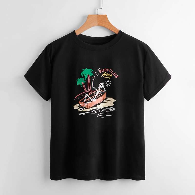 

Letter Skull Graphic Tee, Black