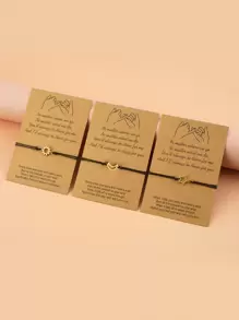 3pcs/Set Handmade Woven Sun, Moon, Star Friendship Bracelets - Multicolor - View 1