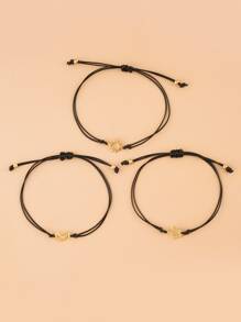 3pcs/Set Handmade Woven Sun, Moon, Star Friendship Bracelets - Multicolor - View 3