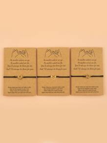 3pcs/Set Handmade Woven Sun, Moon, Star Friendship Bracelets - Multicolor - View 4