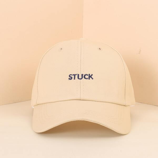 

Men Letter Embroidered Baseball Cap, Beige