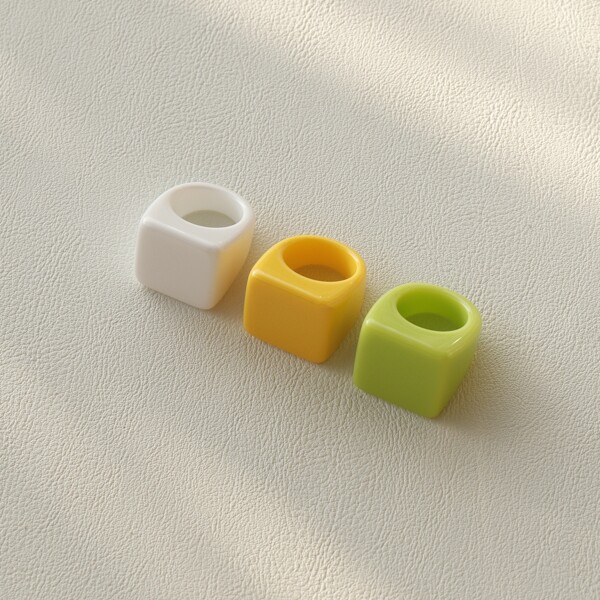 

3pcs Geometric Design Ring, Multicolor