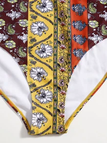 Plus Size Allover Print Bikini Set Summer Beach - Multicolor - View 5