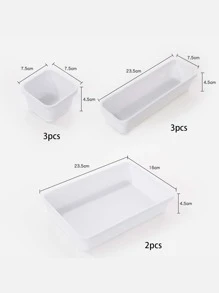8pcs Solid Storage Box, Plain White Plastic Drawer Divider Box For Home - White - View 3