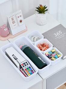 8pcs Solid Storage Box, Plain White Plastic Drawer Divider Box For Home - White - View 6