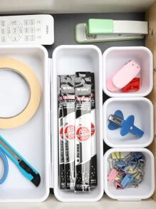 8pcs Solid Storage Box, Plain White Plastic Drawer Divider Box For Home - White - View 7