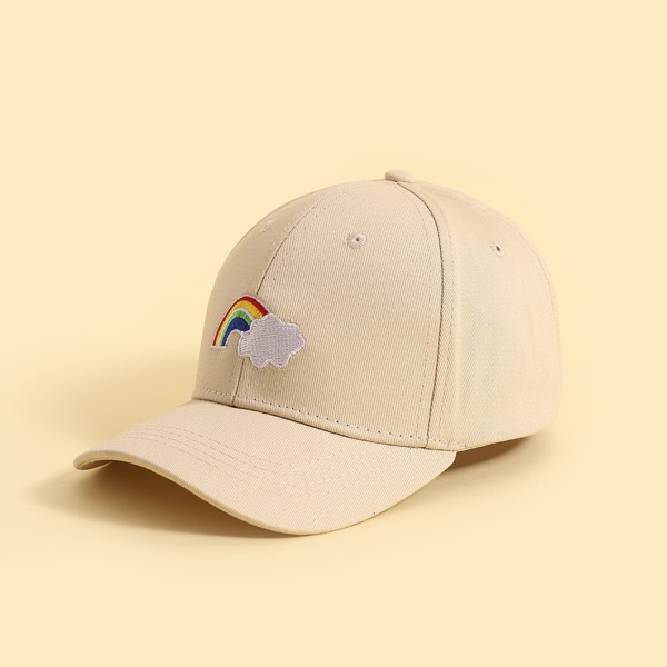 

Toddler Kids Rainbow Embroidery Baseball Cap, Beige