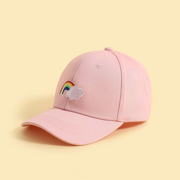 

Toddler Kids Rainbow Embroidery Baseball Cap, Pink