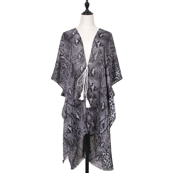 

Snakeskin Print Scarf, Grey