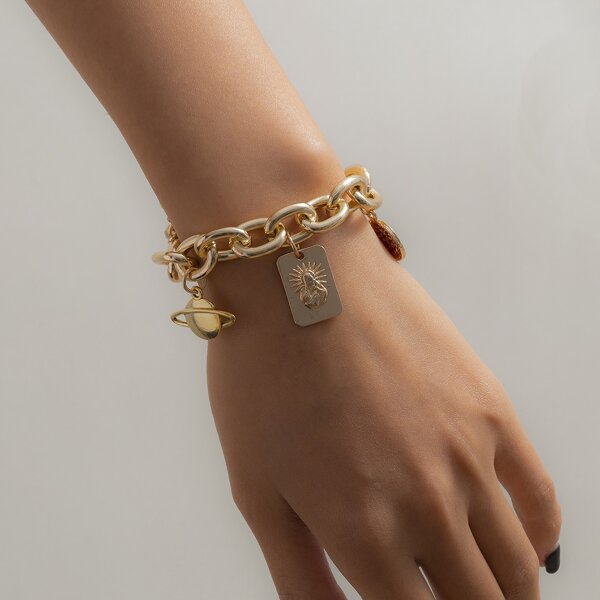 

Planet Charm Link Bracelet, Gold