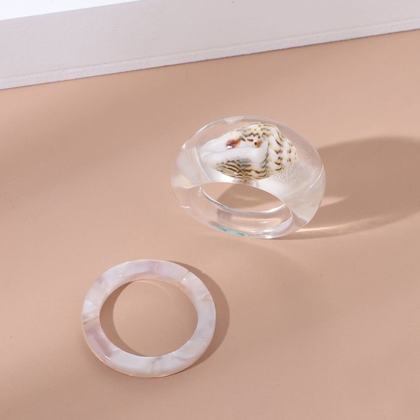 

2pcs Shell Decor Ring, Multicolor