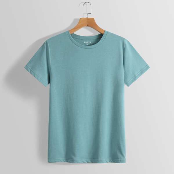 

Solid Crew Neck Tee, Cadet blue