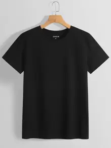 SHEIN Essnce Einfarbig Basic T-Shirts - Schwarz - Übersicht 1