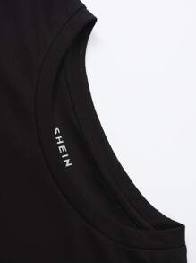 SHEIN Essnce Einfarbig Basic T-Shirts - Schwarz - Übersicht 3