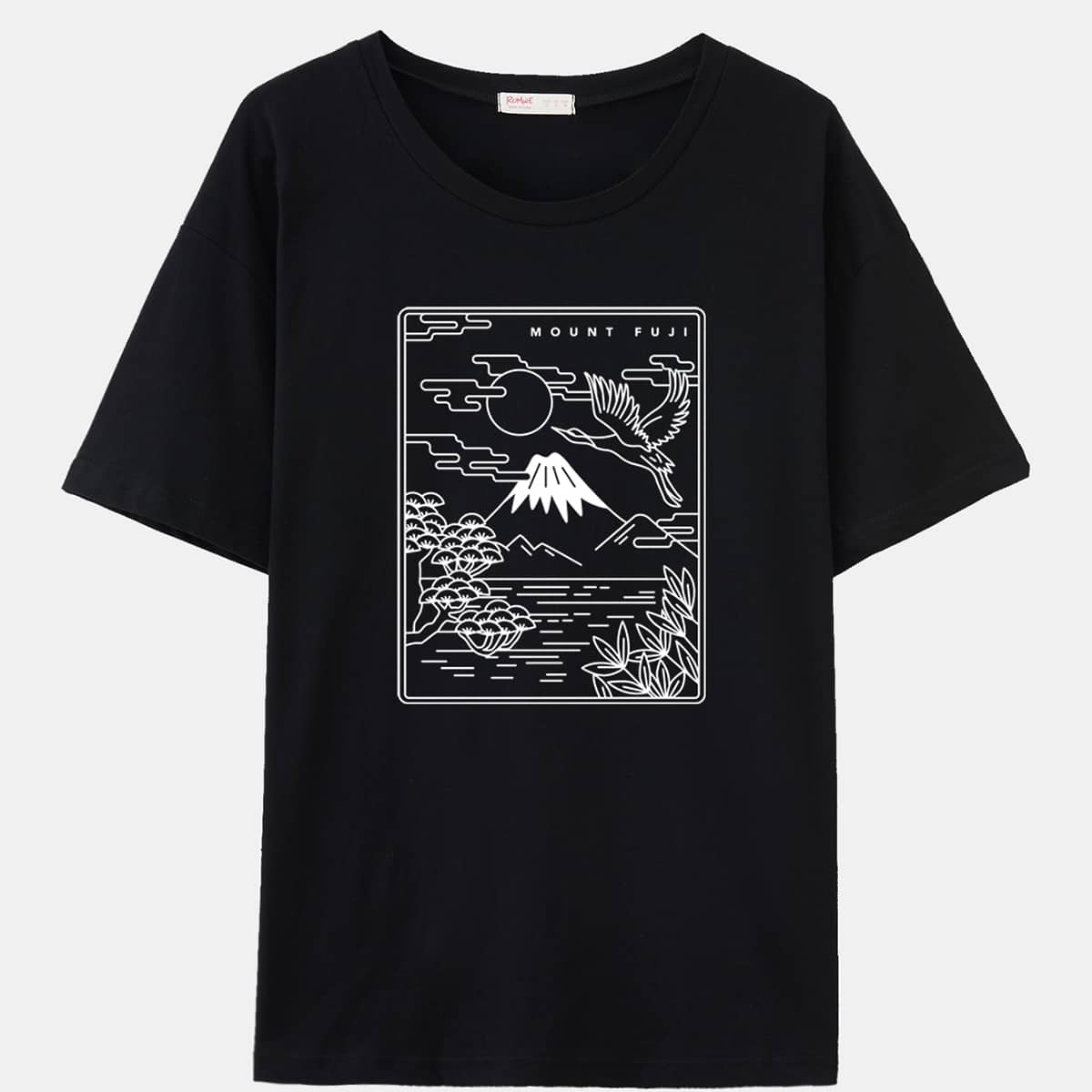 

Letter Mountain Graphic Oversized Tee, Black