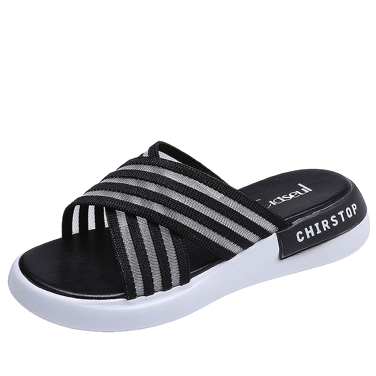 

Criss Cross Slide Sandals, Black