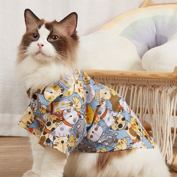 

Cartoon Graphic Pet Shirt, Multicolor