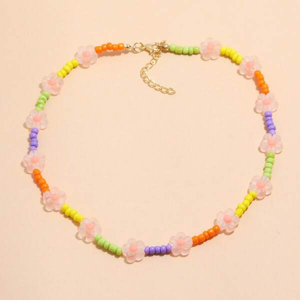

1pc Beaded Necklace, Multicolor