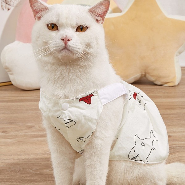 

Shark Print Pet Dress, White