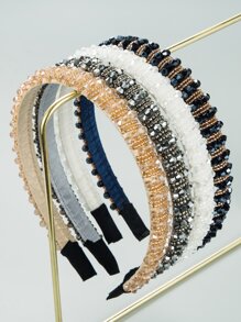 4pcs Sparkling Crystal Decor Fashion Headband Elegant - Multicolor - View 2