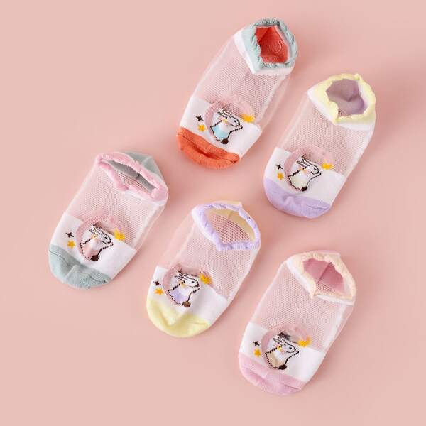 

5pairs Toddler Girls Cartoon Graphic Socks, Multicolor