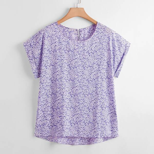 

Plus Ditsy Floral Batwing Sleeve Blouse, Lilac purple