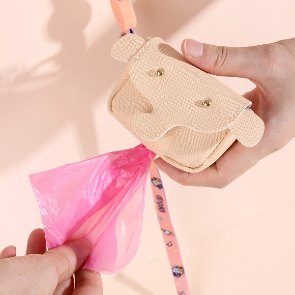 

1pc Elephant Design Pet Waste Bag Dispenser, Apricot