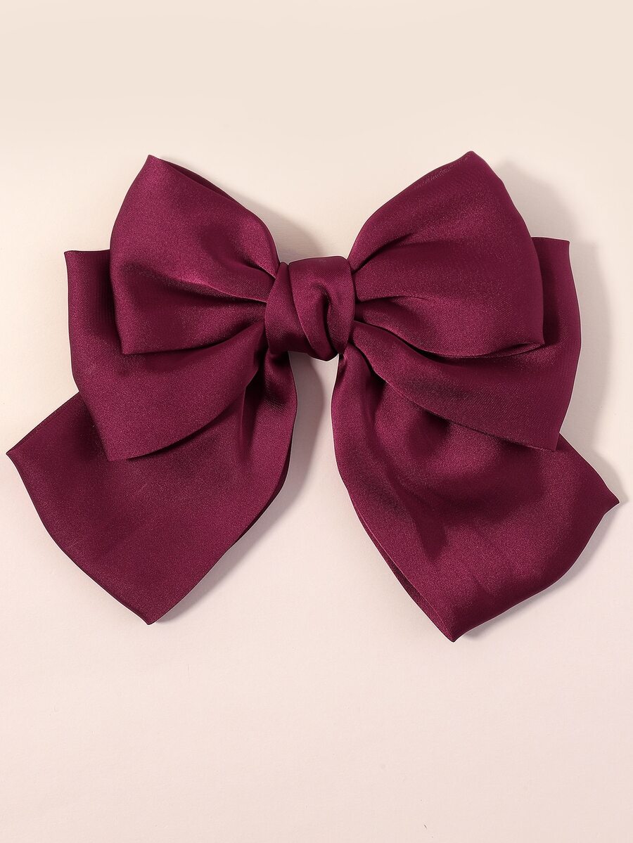 小女童蝴蝶結裝飾髮夾 - 酒紅色 - 查看 1