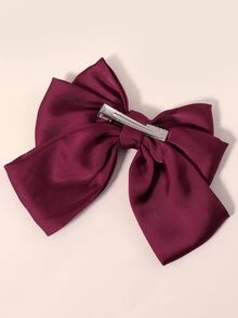 小女童蝴蝶結裝飾髮夾 - 酒紅色 - 查看 2