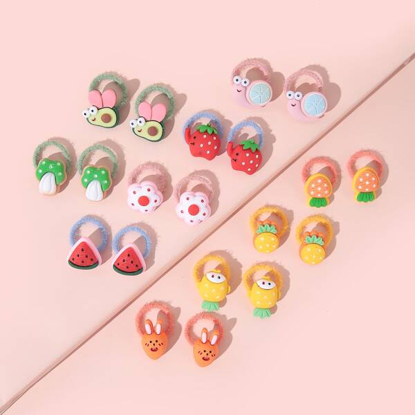 

20pcs Toddler Girls Fruit Decor Hair Tie, Multicolor