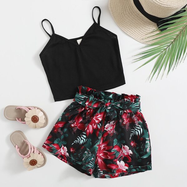 

Toddler Girls Cami Top & Belted Floral Shorts, Multicolor