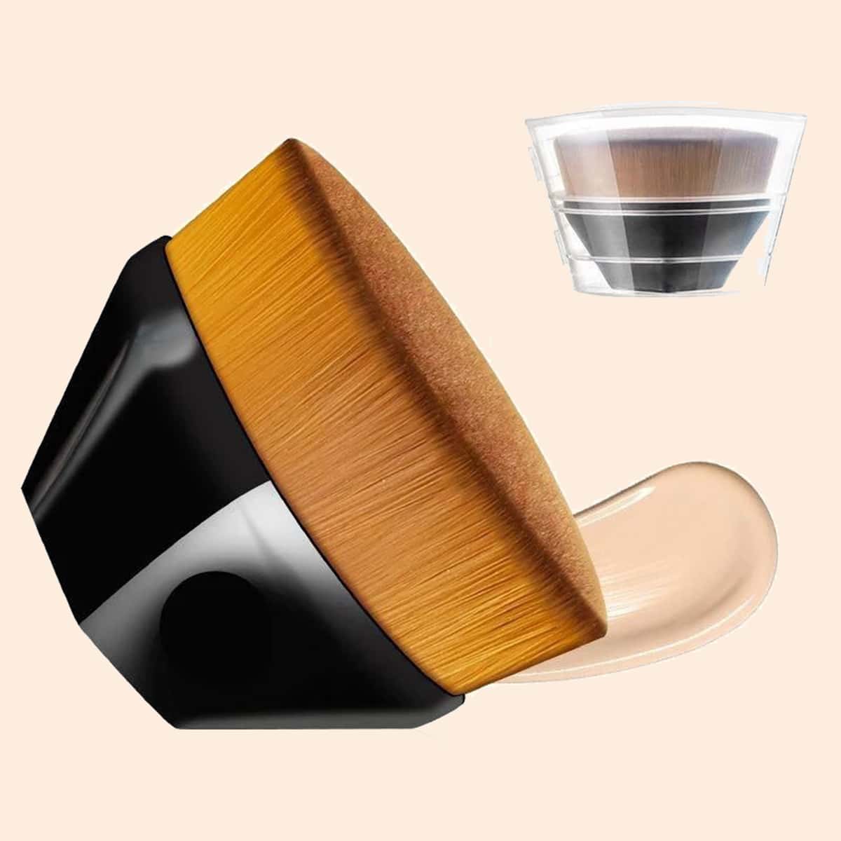 

1pc Foundation Makeup Brush, Brown