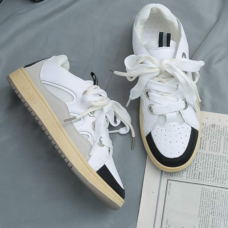 

Colorblock Lace-up Skate Shoes, White