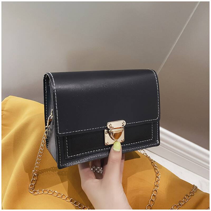 

Solid Chain Crossbody Bag, Black