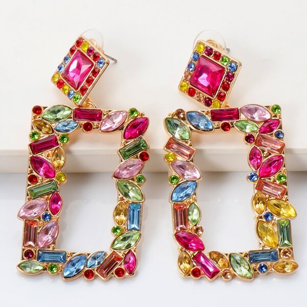 

Rhinestone Decor Drop Earrings, Multicolor
