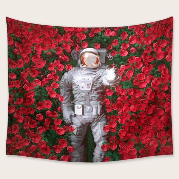 

Astronaut & Rose Print Tapestry, Multicolor
