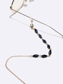 1 pièce Chaîne de lunettes en cristal noire et cuivre en forme de losange, décontractée pour femmes