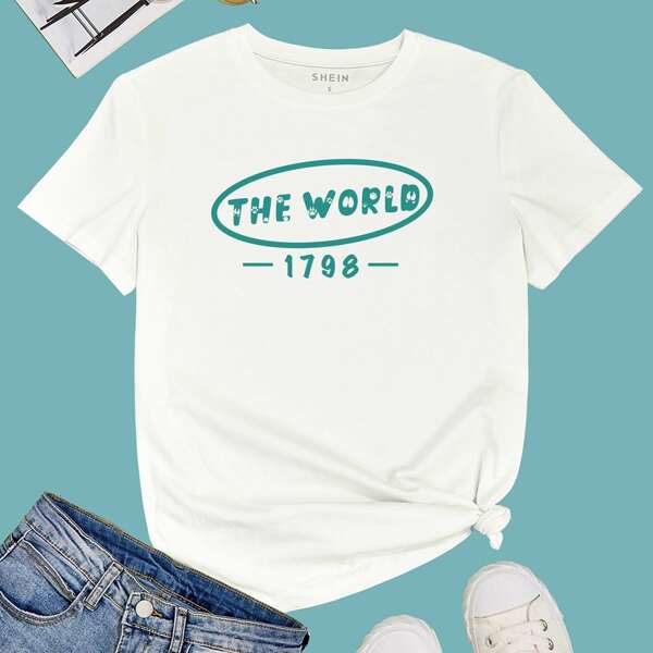 

Letter & Number Round Neck Tee, White