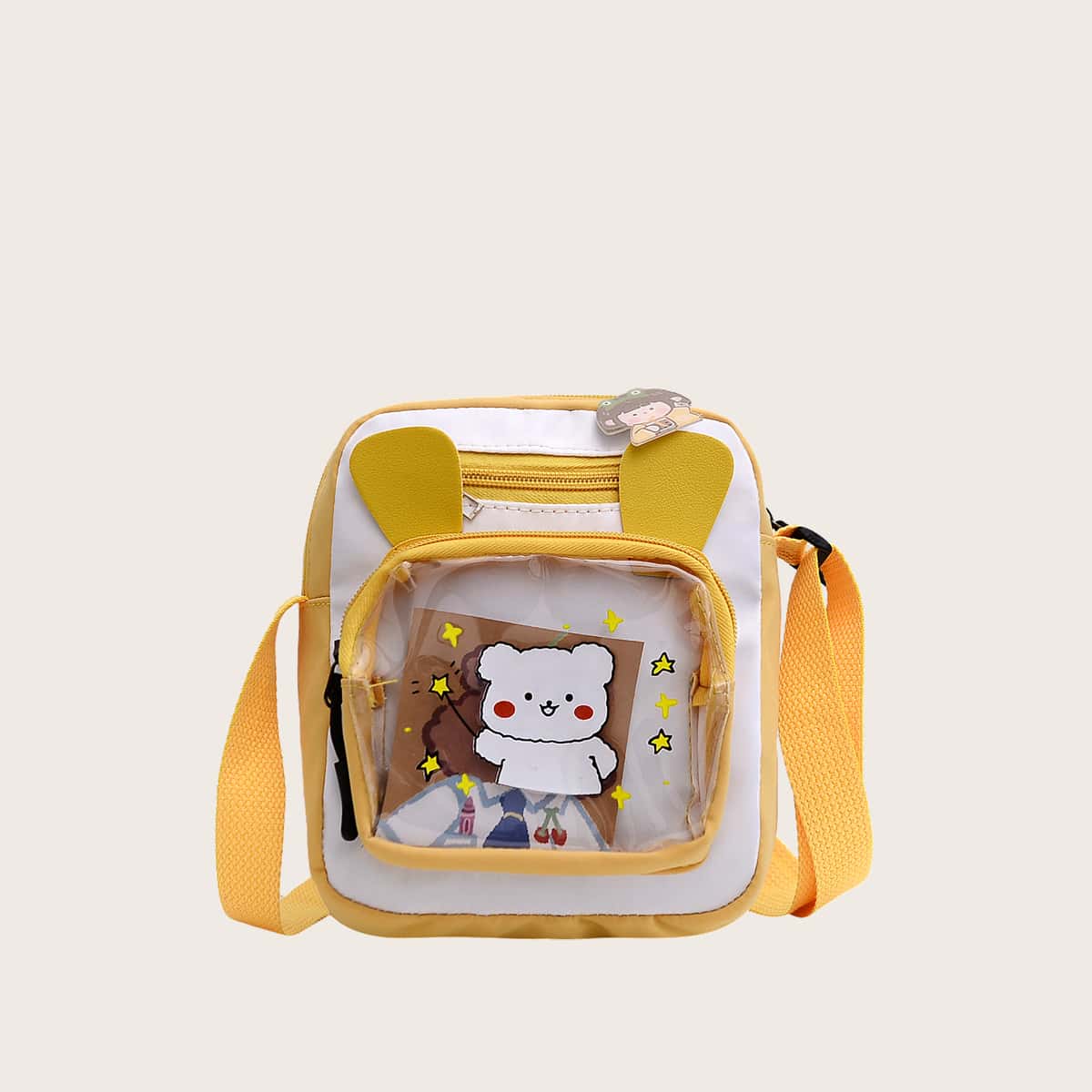 

Cartoon Colorblock Crossbody Bag, Yellow