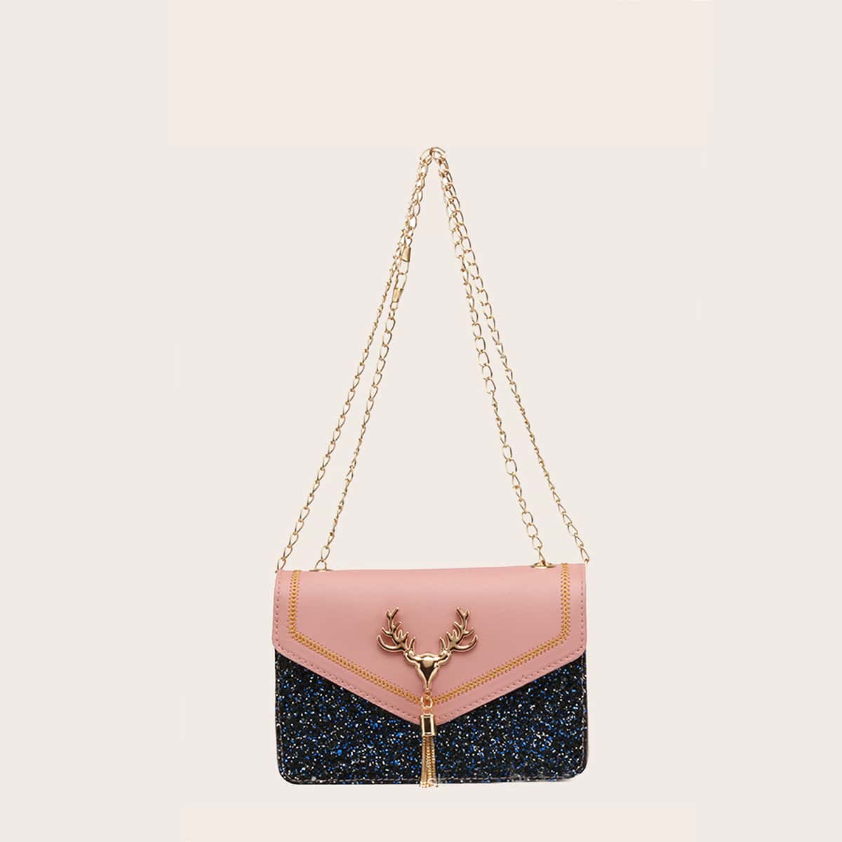 

Glitter Tassel Chain Crossbody Bag, Multicolor