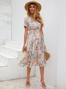 Breezaya 花卉打褶洋裝 - 彩色 - 查看 4